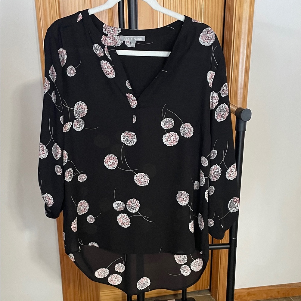 Black women’s blouse with Pink Floral Design